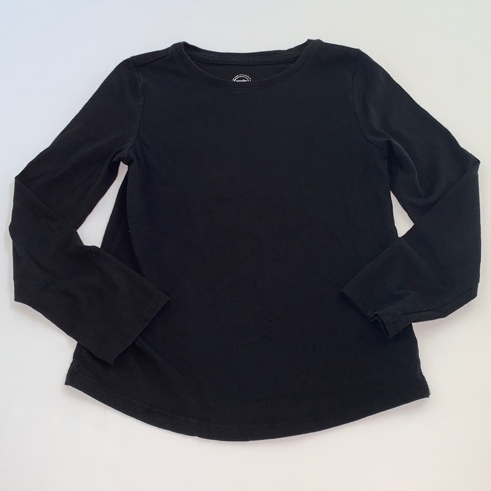 Wonder Nation Long Sleeve Black Tee Shirt, Size 7-8